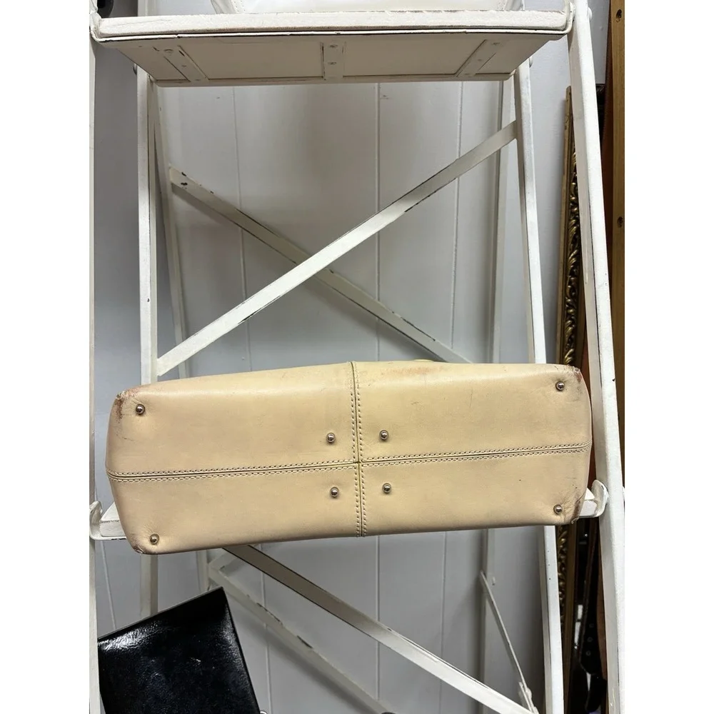 J.E. Tods Beige Leather Top Handle Tote Bag Made in Italy *See Photos*